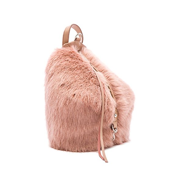 REBECCA MINKOFF JULIAN MINI PINK FAUX FUR BACKPACK - Picture 3 of 11
